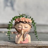 Little Girl Resin Flower Pot