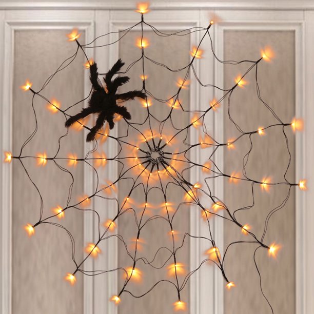 Toile d'araignée décorative lumineuse d'Halloween - Guirlande lumineuse LED