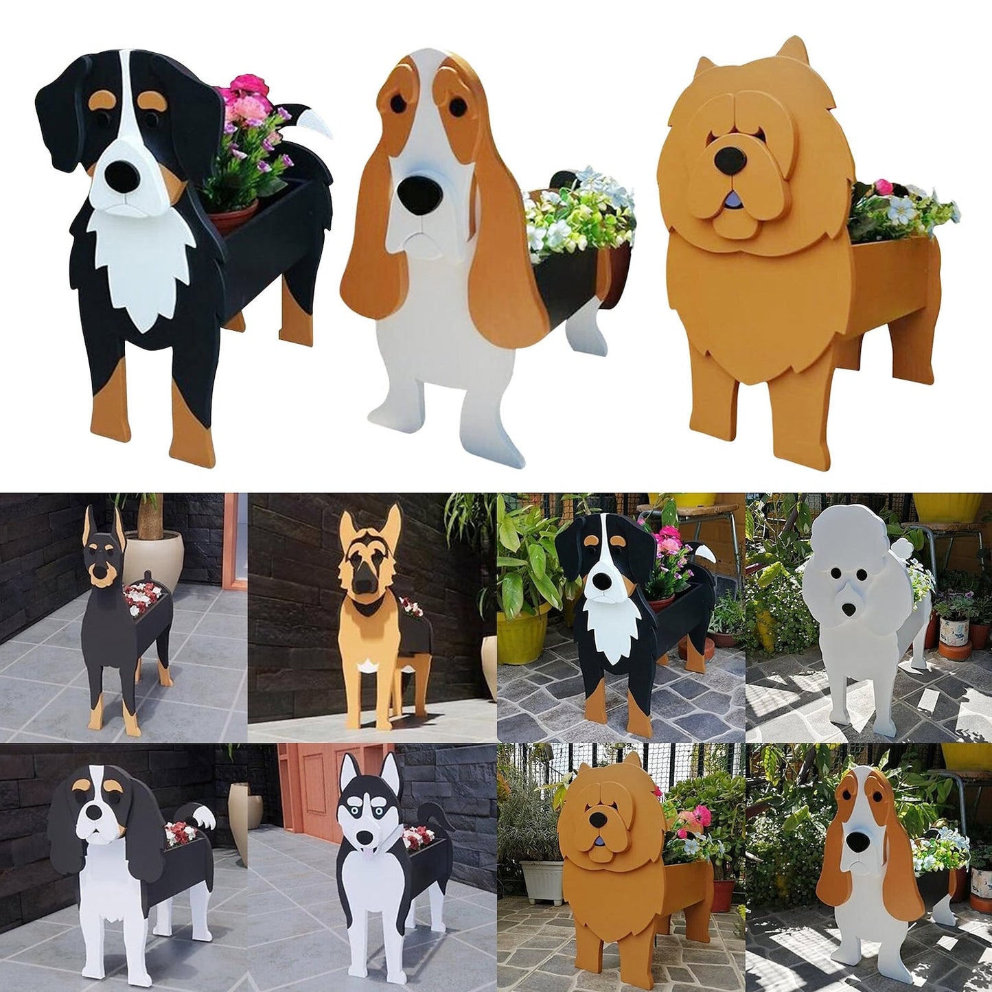 Jardinière décorative en forme de chien