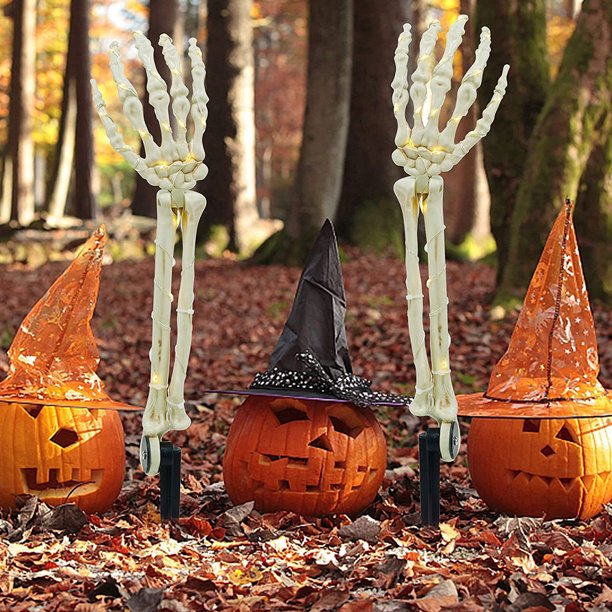 Décorations d'Halloween Lumières de Bras de Squelette Plantables