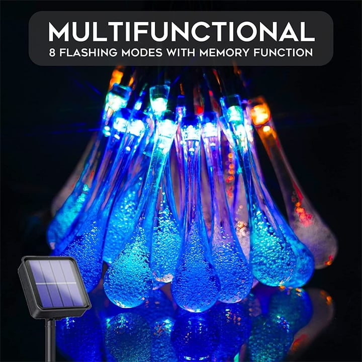 Guirlande Lumineuse Solaire Goutte d'Eau 8 Modes