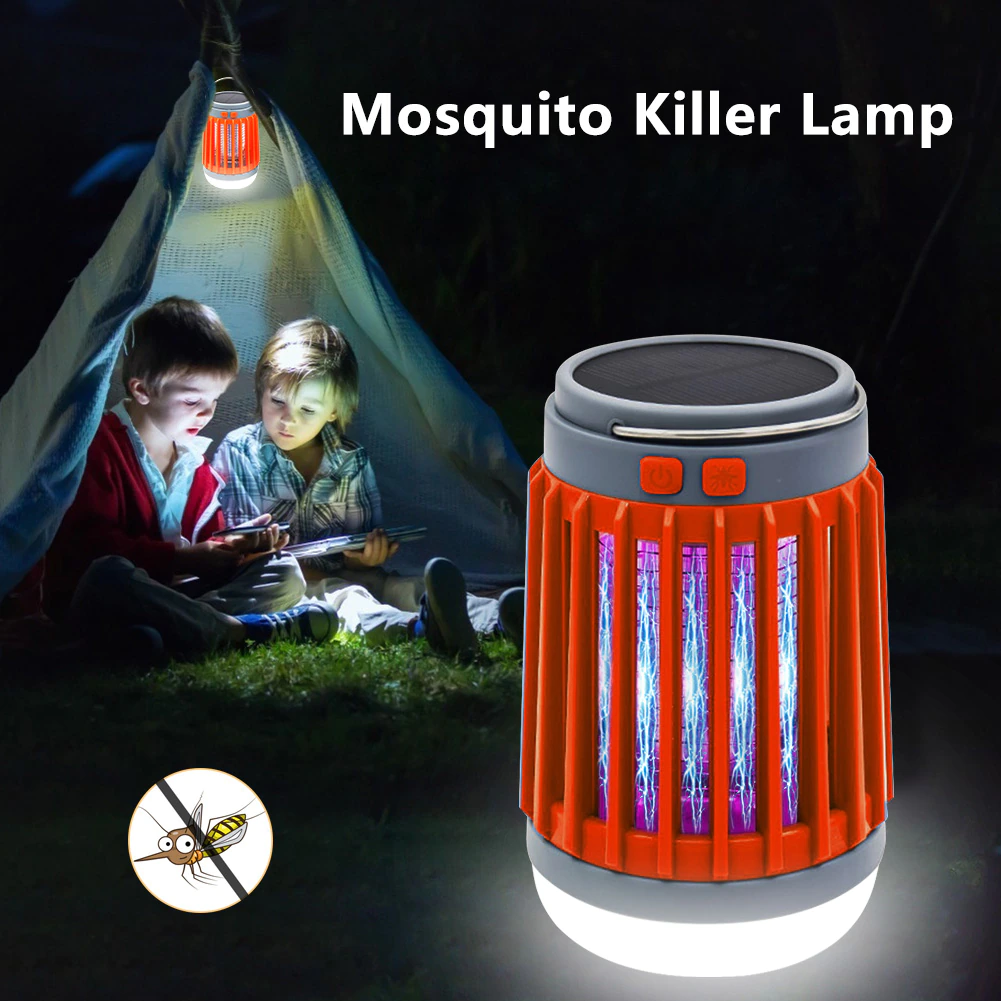 Lampe anti-moustiques solaire 2-en-1 LED USB