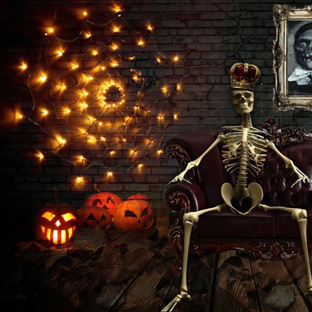 Toile d'araignée décorative lumineuse d'Halloween - Guirlande lumineuse LED