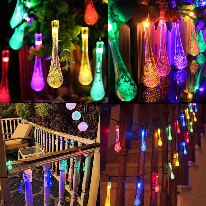 Guirlande Lumineuse Solaire Goutte d'Eau 8 Modes