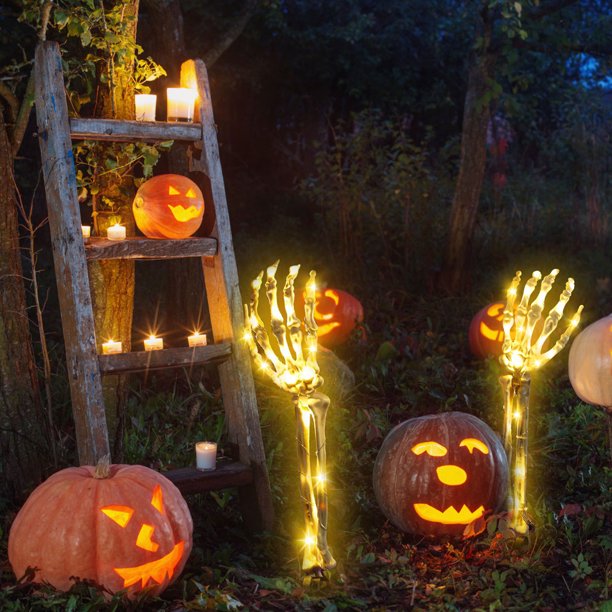 Décorations d'Halloween Lumières de Bras de Squelette Plantables