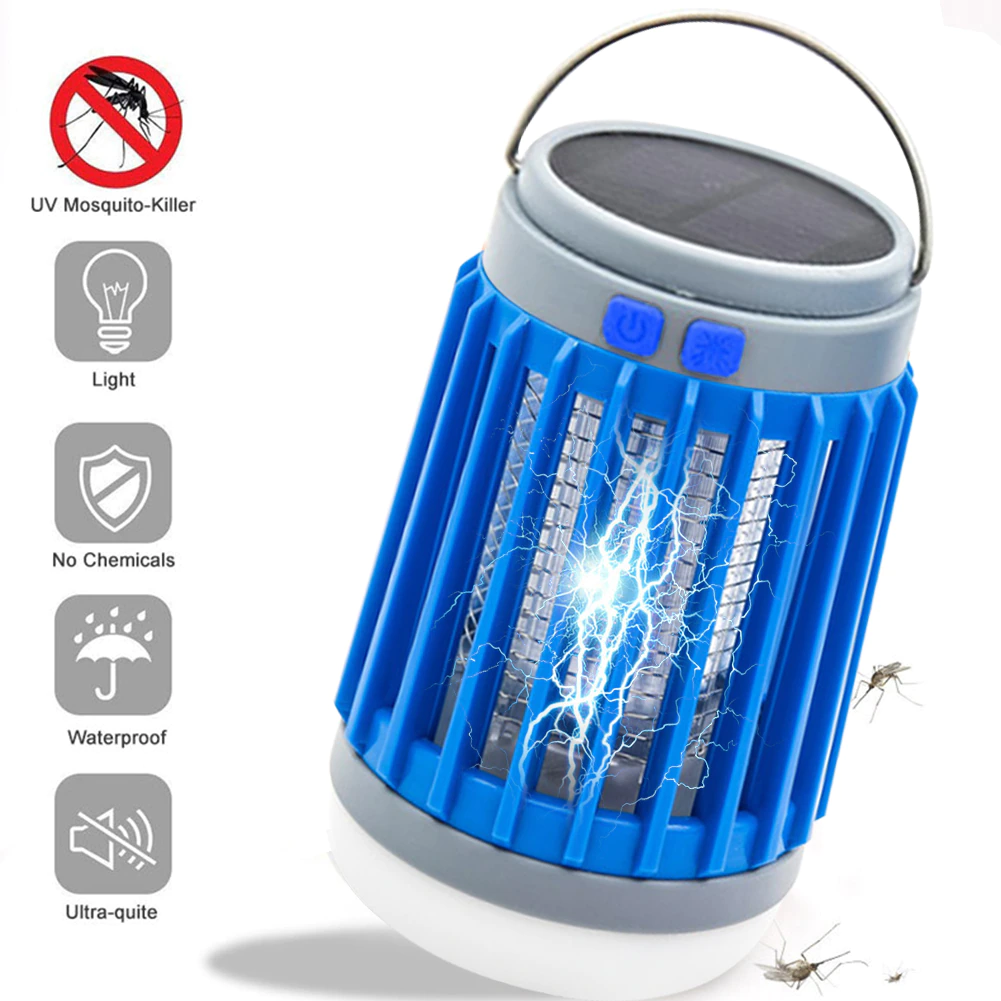 Lampe anti-moustiques solaire 2-en-1 LED USB