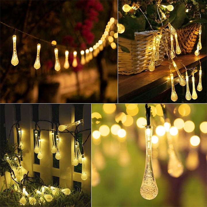 Guirlande Lumineuse Solaire Goutte d'Eau 8 Modes
