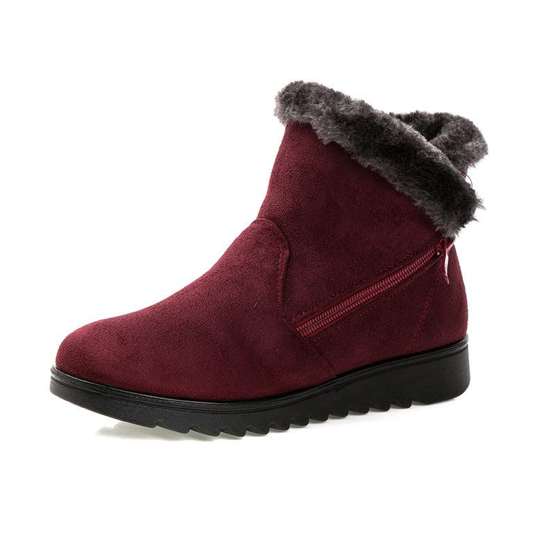 Dropshipping bottines décontractées pour femme, bottes d'hiver pour femme 2021, nouvelle mode, antidérapantes, chaudes, en peluche, avec fermeture éclair, bottes de neige pour femme