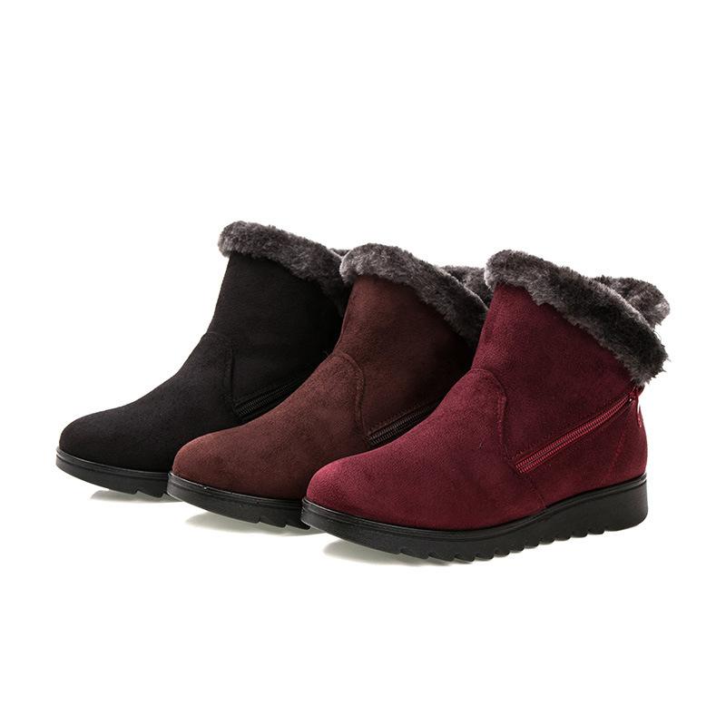 Dropshipping bottines décontractées pour femme, bottes d'hiver pour femme 2021, nouvelle mode, antidérapantes, chaudes, en peluche, avec fermeture éclair, bottes de neige pour femme