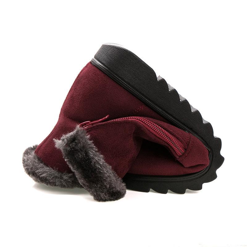 Dropshipping bottines décontractées pour femme, bottes d'hiver pour femme 2021, nouvelle mode, antidérapantes, chaudes, en peluche, avec fermeture éclair, bottes de neige pour femme