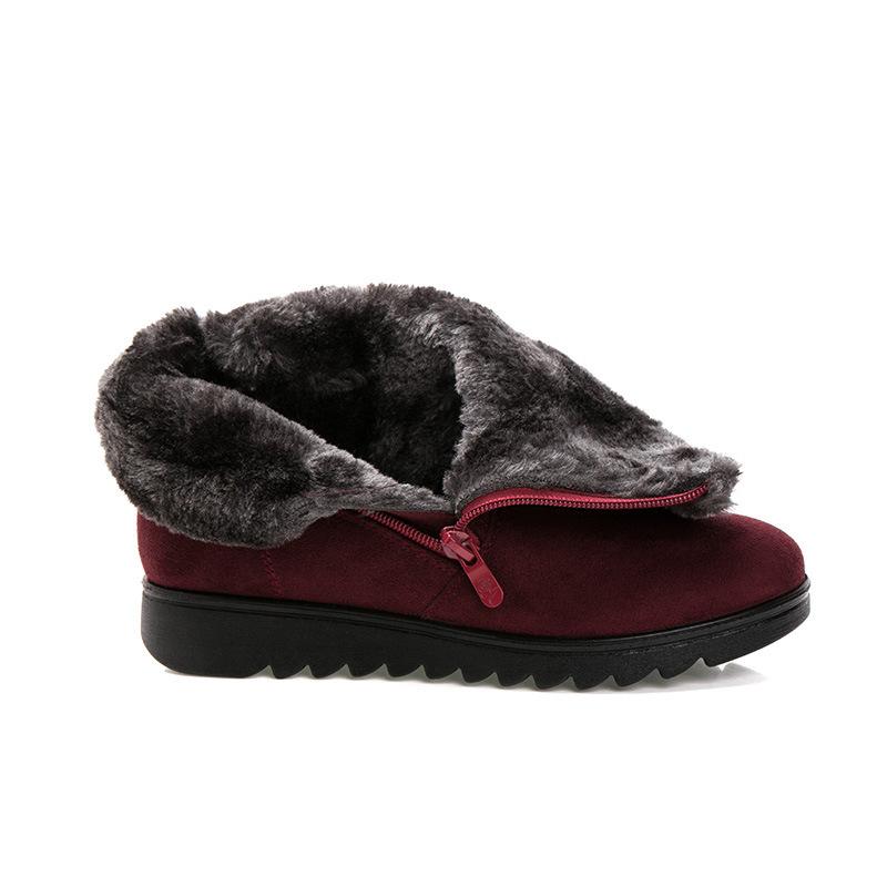 Dropshipping bottines décontractées pour femme, bottes d'hiver pour femme 2021, nouvelle mode, antidérapantes, chaudes, en peluche, avec fermeture éclair, bottes de neige pour femme