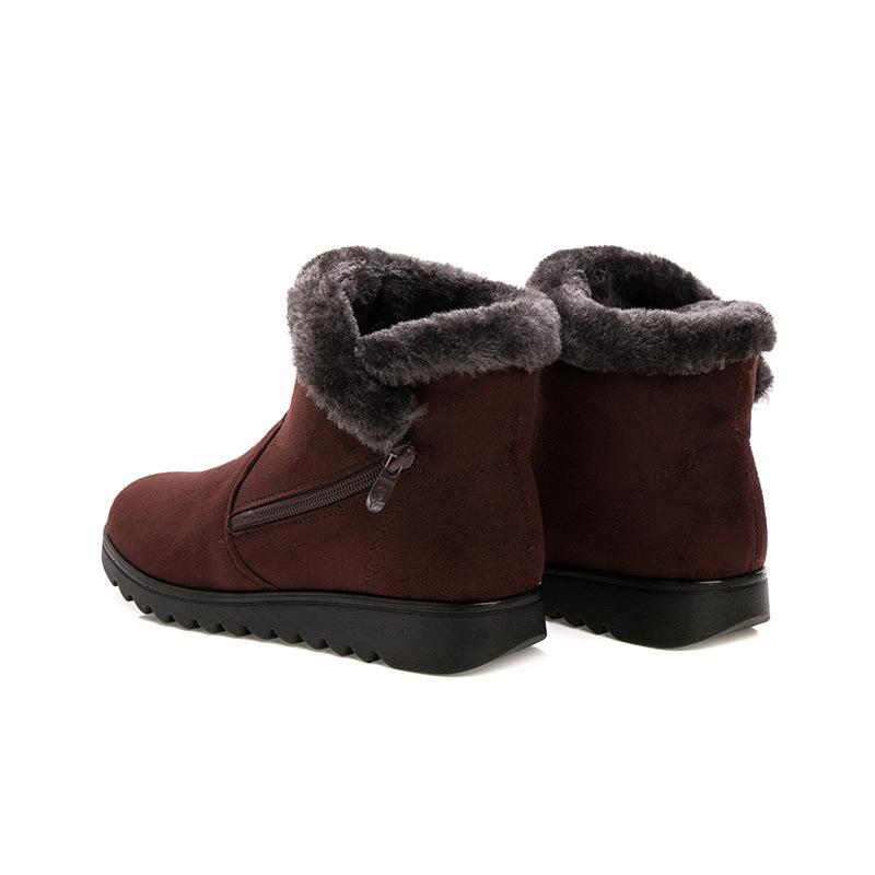 Dropshipping bottines décontractées pour femme, bottes d'hiver pour femme 2021, nouvelle mode, antidérapantes, chaudes, en peluche, avec fermeture éclair, bottes de neige pour femme