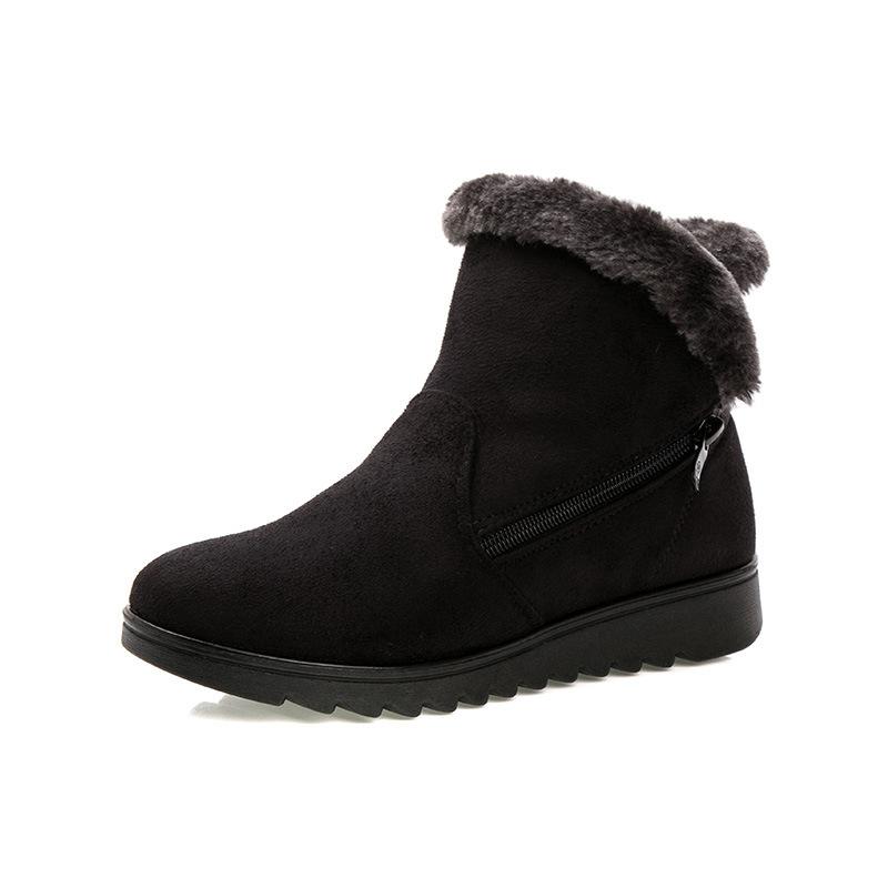 Dropshipping bottines décontractées pour femme, bottes d'hiver pour femme 2021, nouvelle mode, antidérapantes, chaudes, en peluche, avec fermeture éclair, bottes de neige pour femme