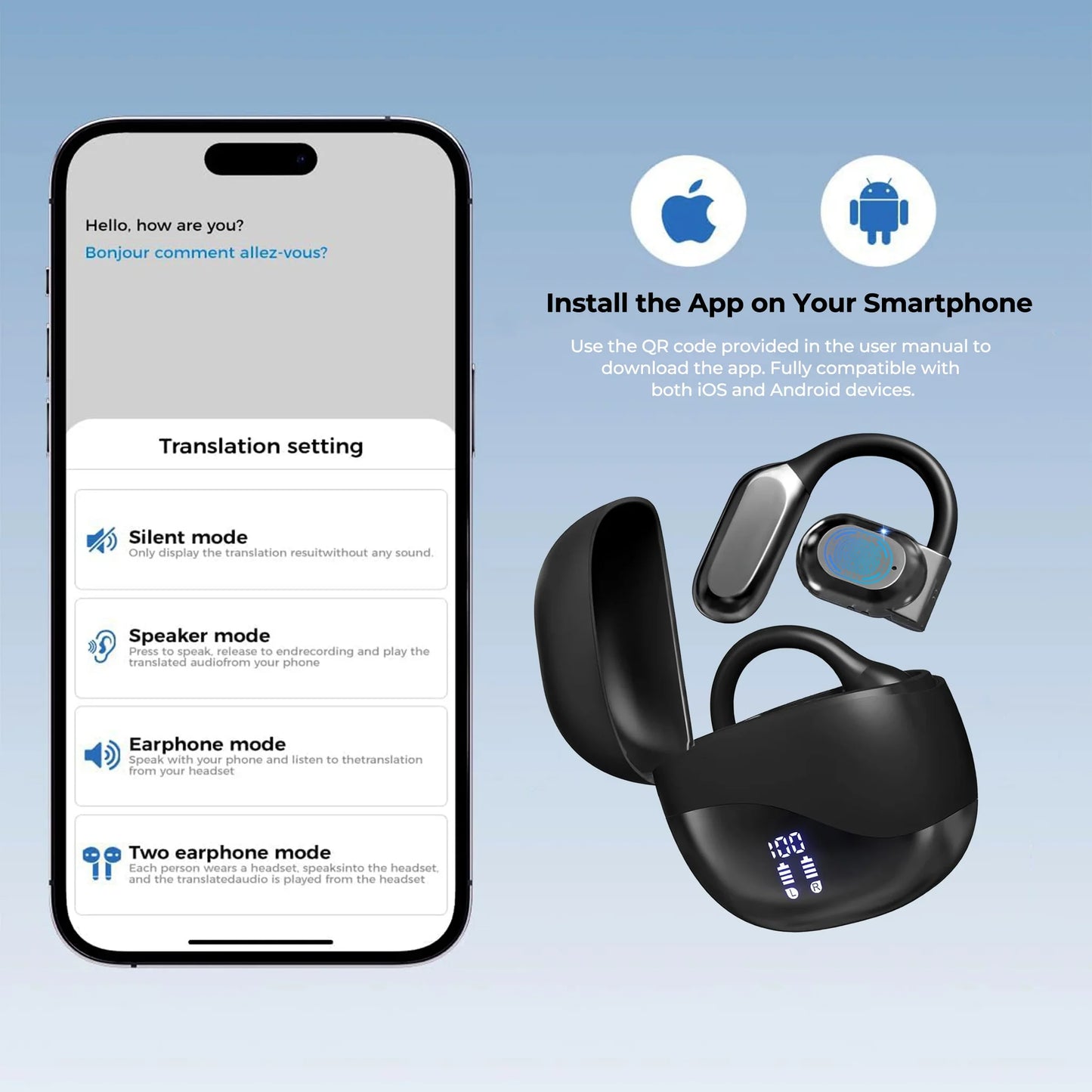 Écouteurs de traduction intelligents Hilipert AI