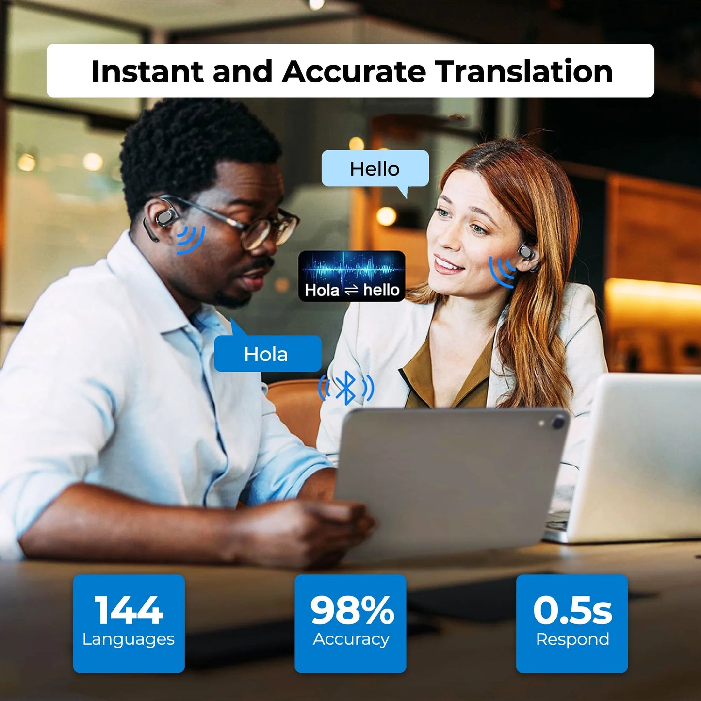 Écouteurs de traduction intelligents Hilipert AI