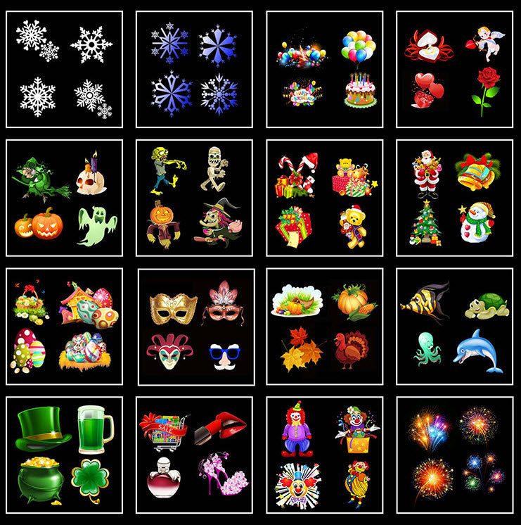 Projecteur lumineux d'Halloween 2 en 1 avec 16 motifs et effet vagues de l'océan