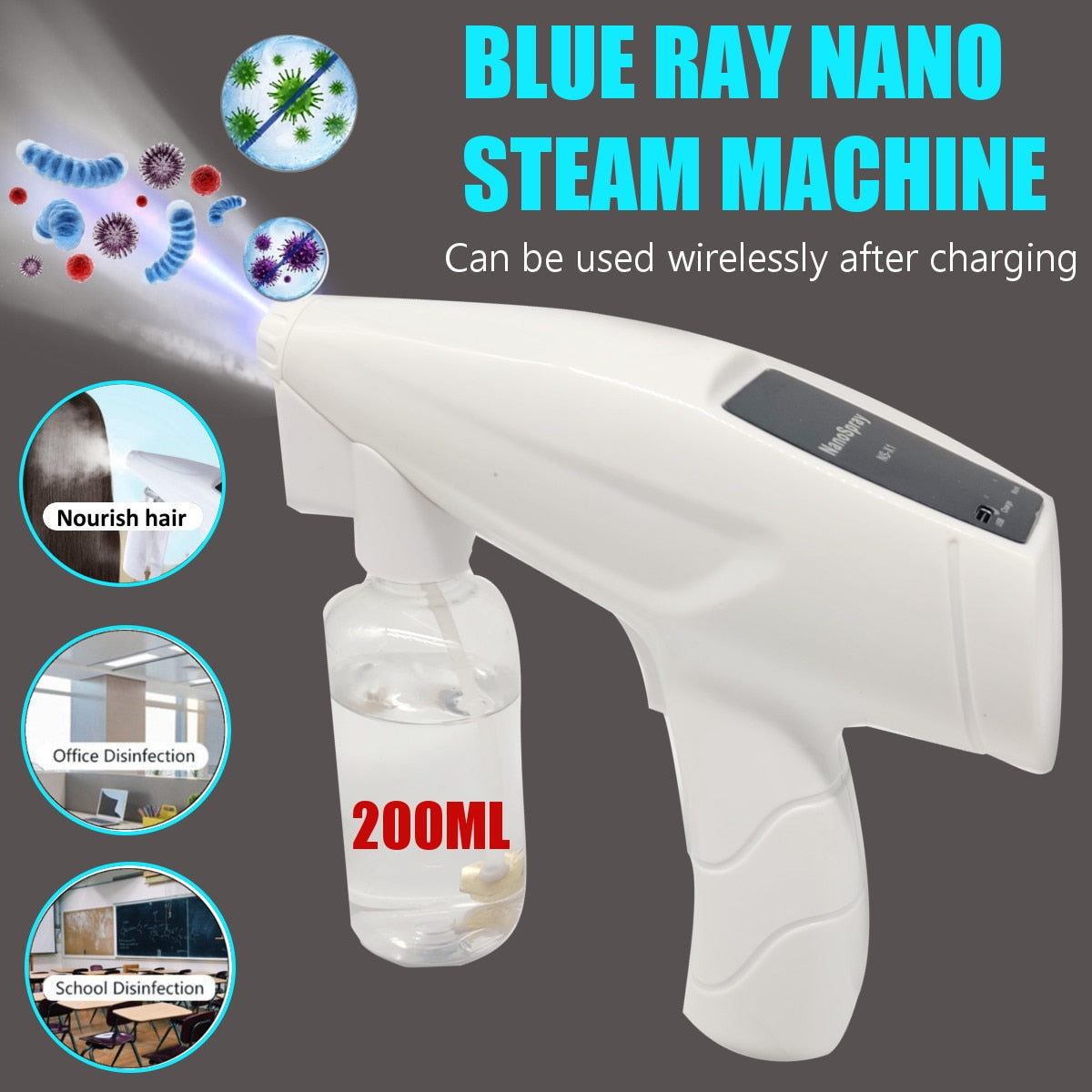 Pistolet pulvérisateur nano avec désinfectant à lumière UV
