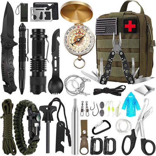Kit de survie d'urgence pour le camping Trousse de secours professionnelle Outils tactiques SOS Stylo pointeur laser pour le tourisme