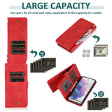 Luxury Skin Feel Multi-card Zipper Leather Case For Samsung Series