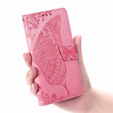 Luxury Embossed Butterfly Leather Wallet Flip Case for LG