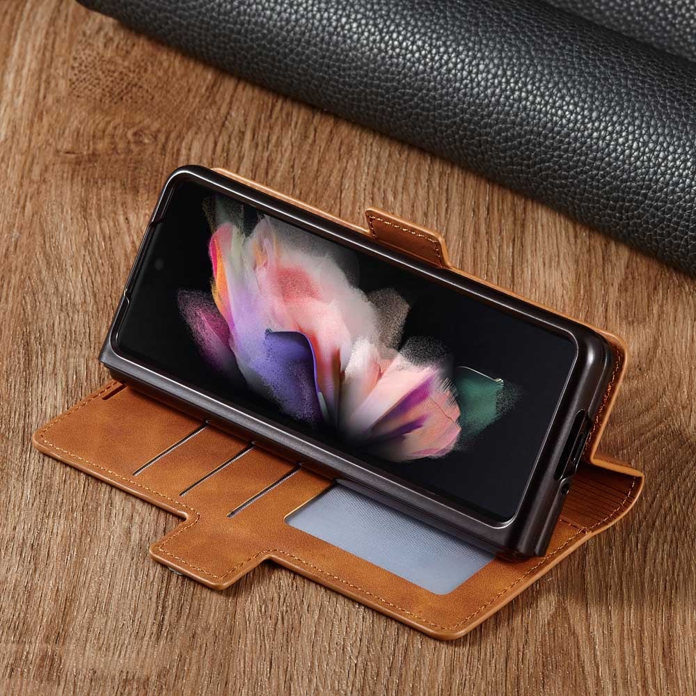 Étui portefeuille à rabat en cuir de luxe pour Samsung Galaxy Z Fold3 5G