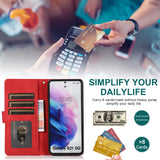 Luxury Skin Feel Multi-card Zipper Leather Case For Samsung Series