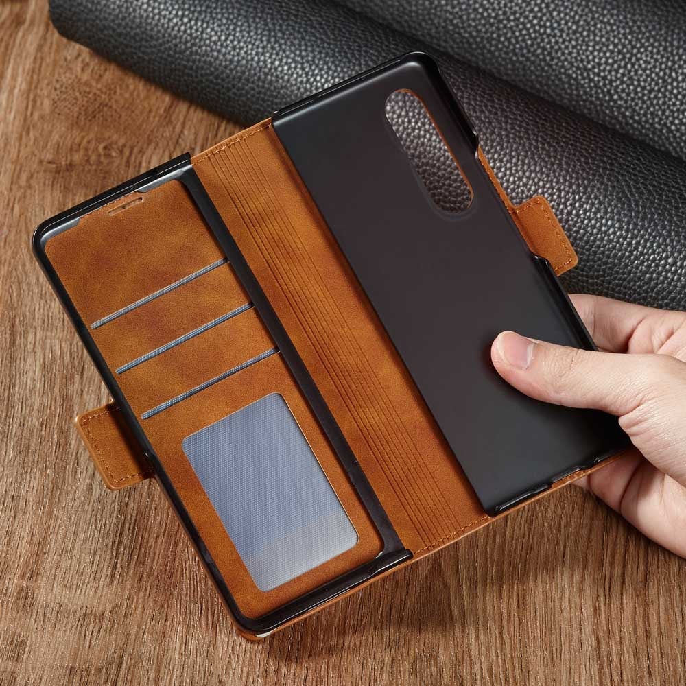 Étui portefeuille à rabat en cuir de luxe pour Samsung Galaxy Z Fold3 5G