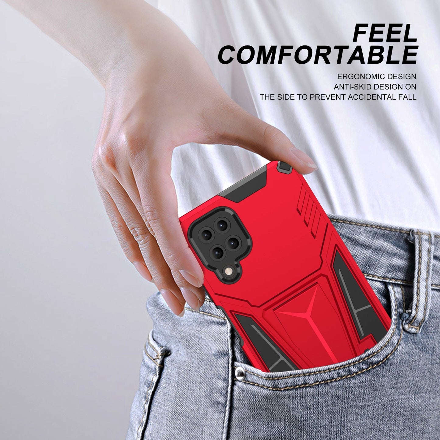 Nouvelle Coque de Téléphone Magnétique Renforcée avec Support pour Samsung A12