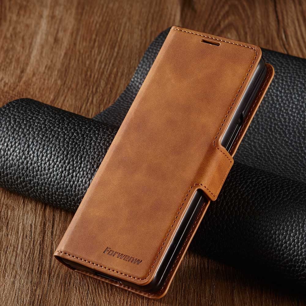 Étui portefeuille à rabat en cuir de luxe pour Samsung Galaxy Z Fold3 5G