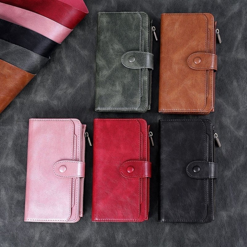 Étui portefeuille multifonction rétro à rabat magnétique pour iPhone