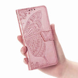 Luxury Embossed Butterfly Leather Wallet Flip Case for LG