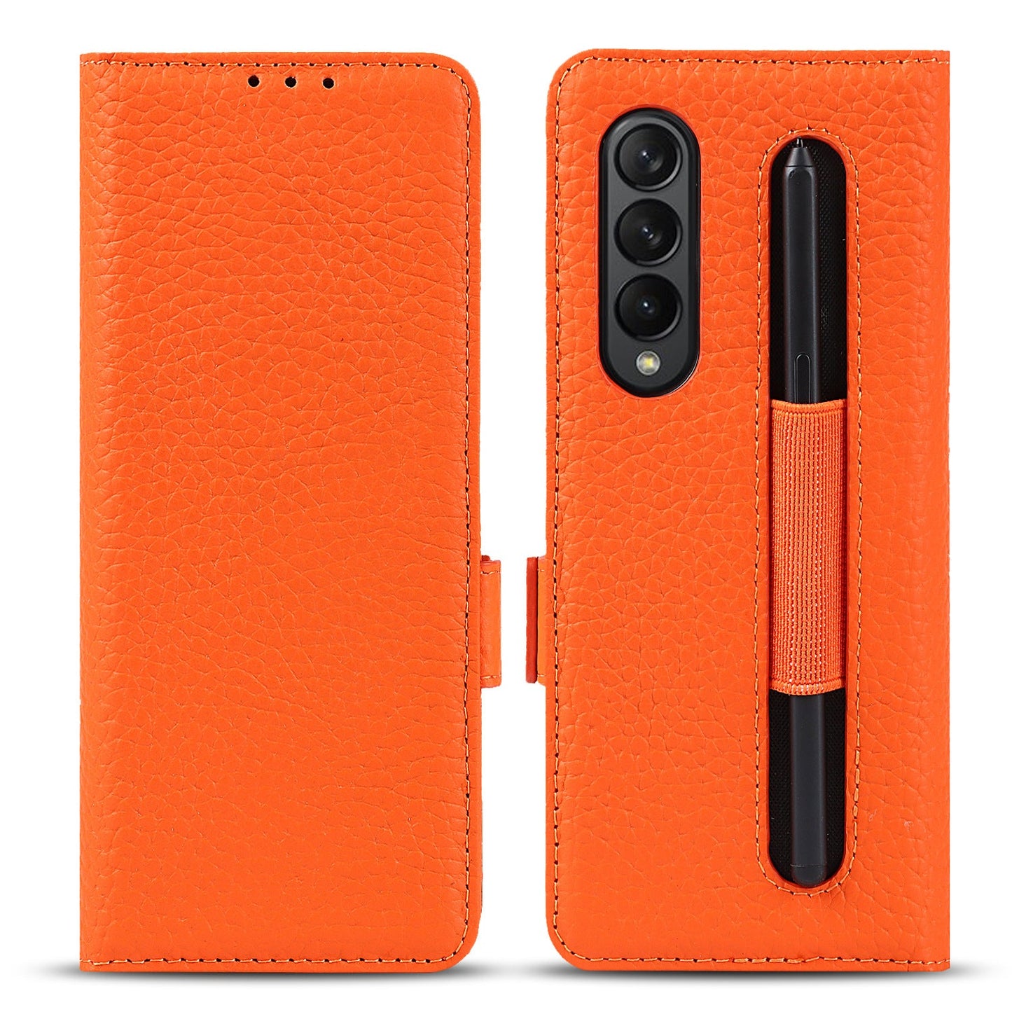 Coque de téléphone de haute qualité en litchi avec fente pour stylo anti-chute pour Samsung Galaxy Z Fold3 5G