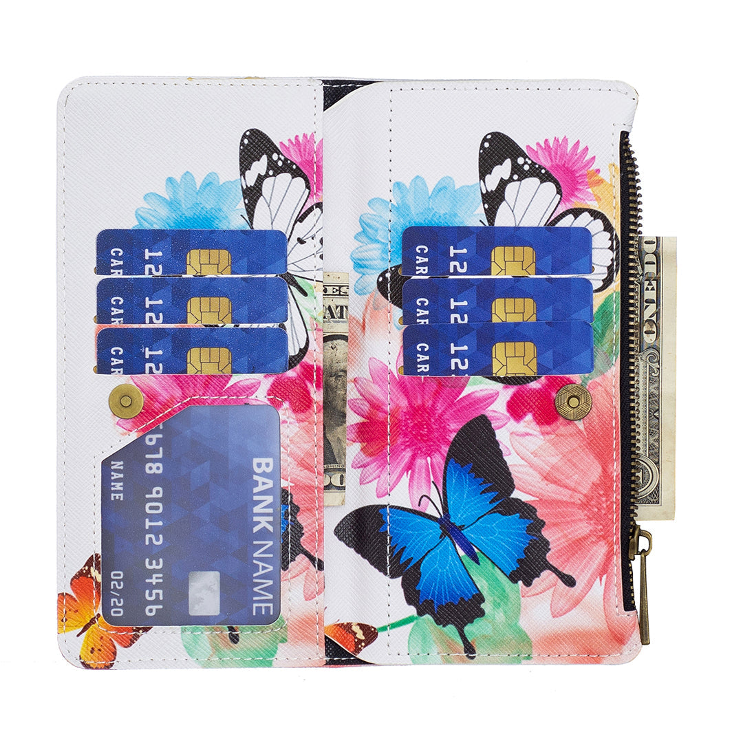 Large Capacity Painted Zipper Leather Case For Google Pixel 6 Pro