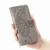 Luxury Embossed Butterfly Leather Wallet Flip Case for LG