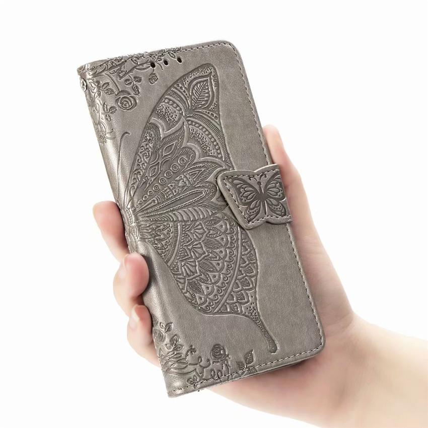 Luxury Embossed Butterfly Leather Wallet Flip Case for LG Stylo 5
