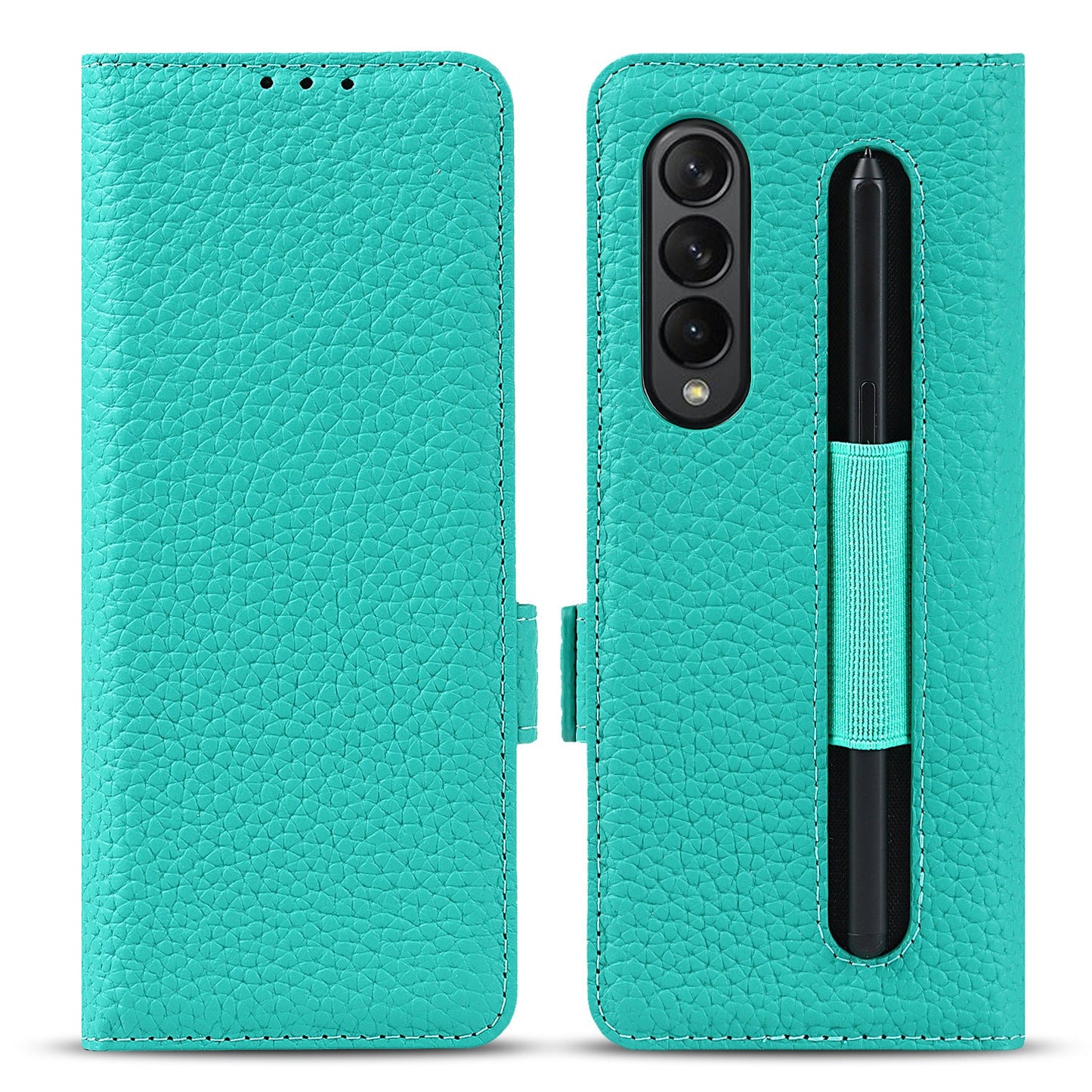 Coque de téléphone de haute qualité en litchi avec fente pour stylo anti-chute pour Samsung Galaxy Z Fold3 5G