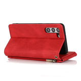 Luxury Skin Feel Multi-card Zipper Leather Case For Samsung Series