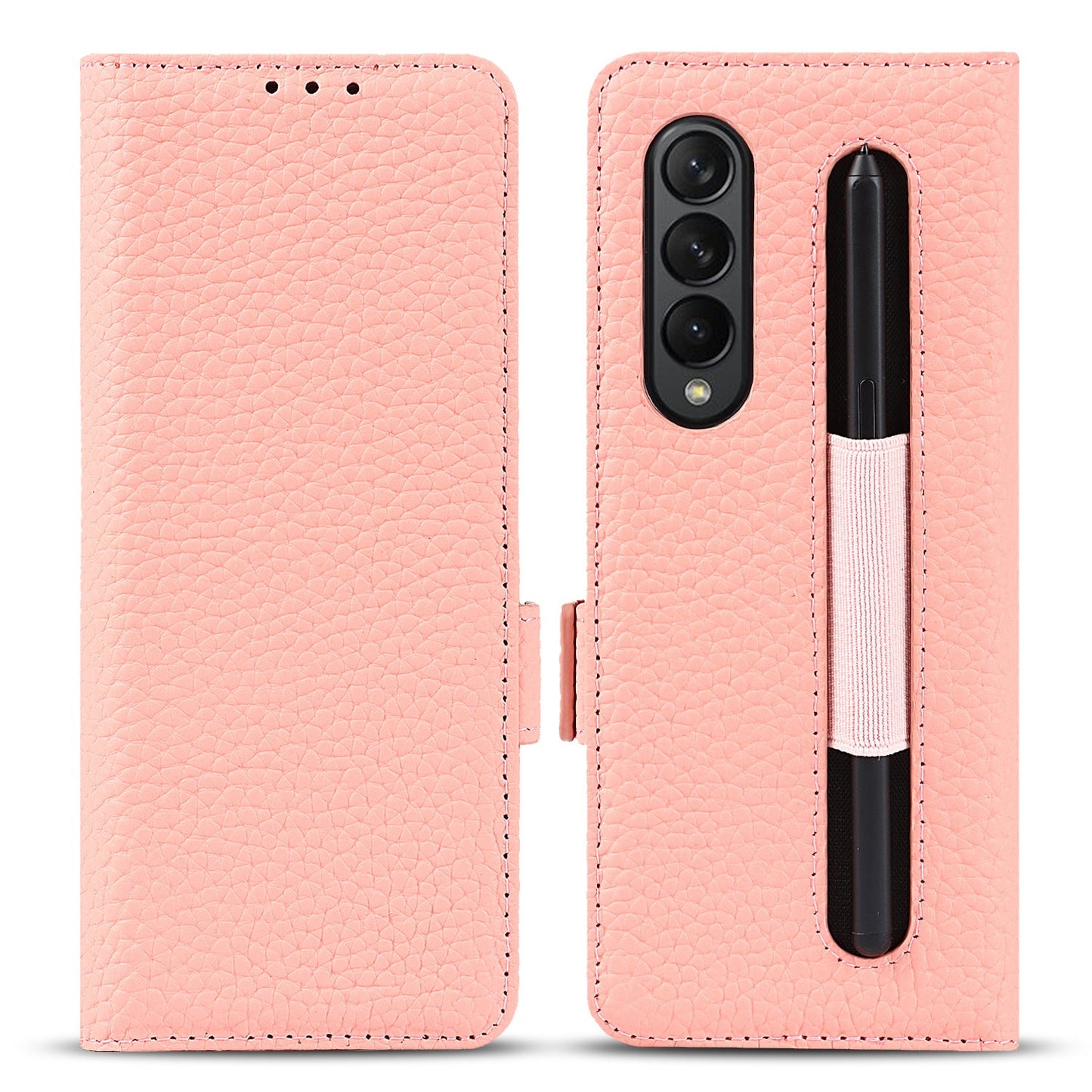 Coque de téléphone de haute qualité en litchi avec fente pour stylo anti-chute pour Samsung Galaxy Z Fold3 5G