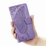 Luxury Embossed Butterfly Leather Wallet Flip Case for MOTO E6