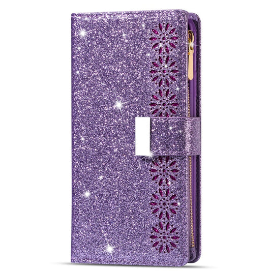 Étui portefeuille en cuir brillant à paillettes pour Samsung S20 FE