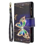 Large Capacity Painted Zipper Leather Case For Samsung S21FE