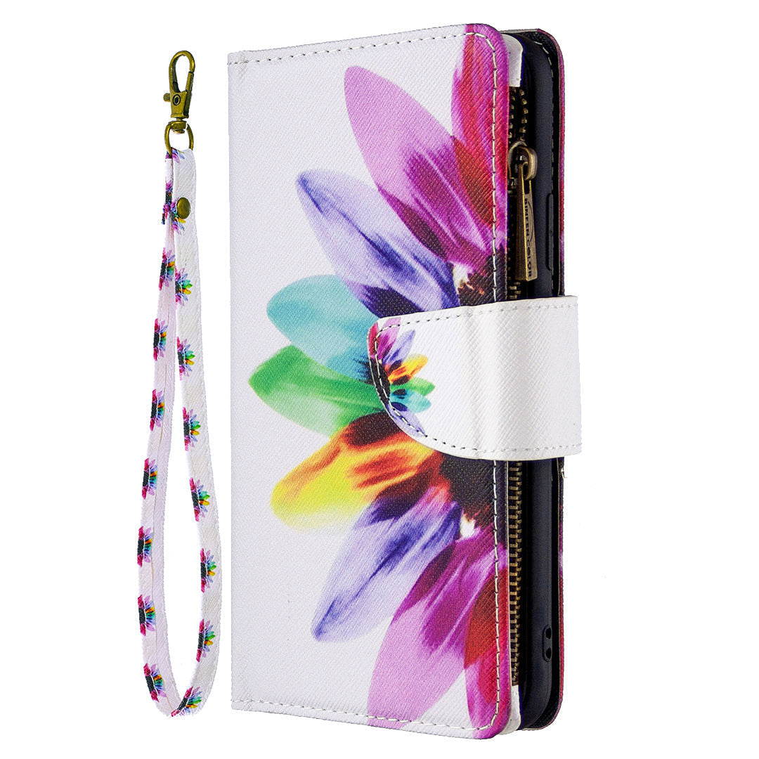 Large Capacity Painted Zipper Leather Case For Google Pixel 6 Pro
