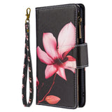 Large Capacity Painted Zipper Leather Case For Samsung S21FE