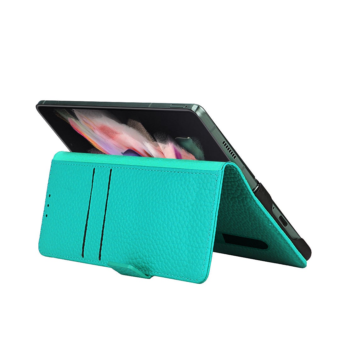 Coque de téléphone de haute qualité en litchi avec fente pour stylo anti-chute pour Samsung Galaxy Z Fold3 5G