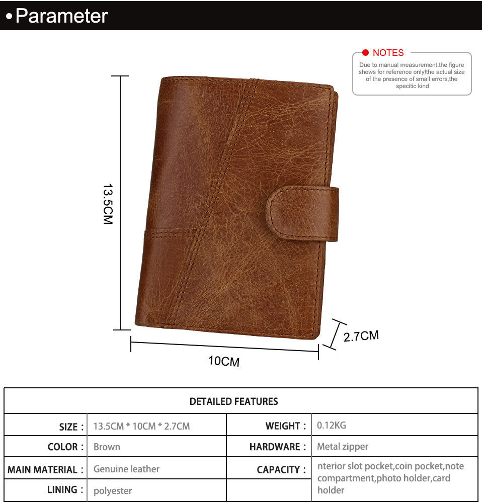 Porte-cartes RFID en cuir véritable, portefeuille homme triptyque
