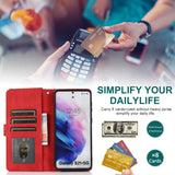 Luxury Skin Feel Multi-card Zipper Leather Case For Samsung S21FE