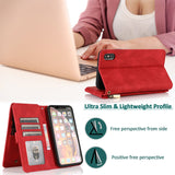 Luxury Skin Feel Multi-card Zipper Leather Case For iPhone X/XS