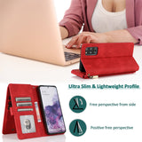Luxury Skin Feel Multi-card Zipper Leather Case For Samsung S20 Plus