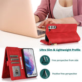 Luxury Skin Feel Multi-card Zipper Leather Case For Samsung S21FE