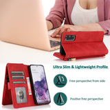 Luxury Skin Feel Multi-card Zipper Leather Case For Samsung S20